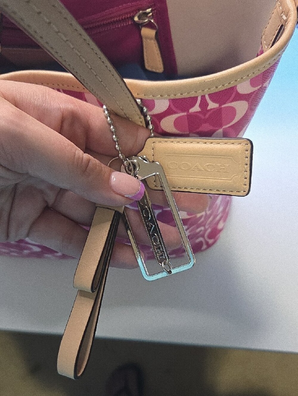Coach Park Metro Dream C Pink Signature Canvas Tote with Tan Trim - Picture 11 of 13